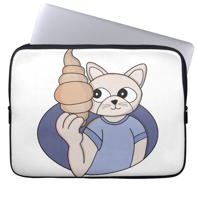 Rolig croissantkatt laptop fodral (Framsidan)