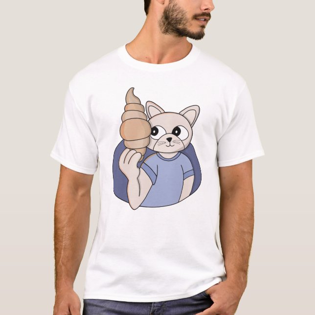 Rolig croissantkatt t shirt (Framsida)