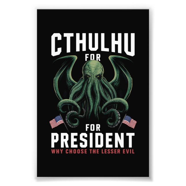 Rolig Cthulhu som president för valet 2024  Fototryck (Framsidan)