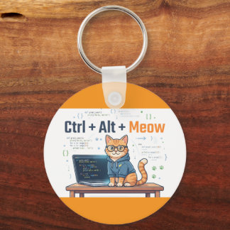 Rolig Ctrl Alt Meow Katt Python Programmerare Koda Nyckelring