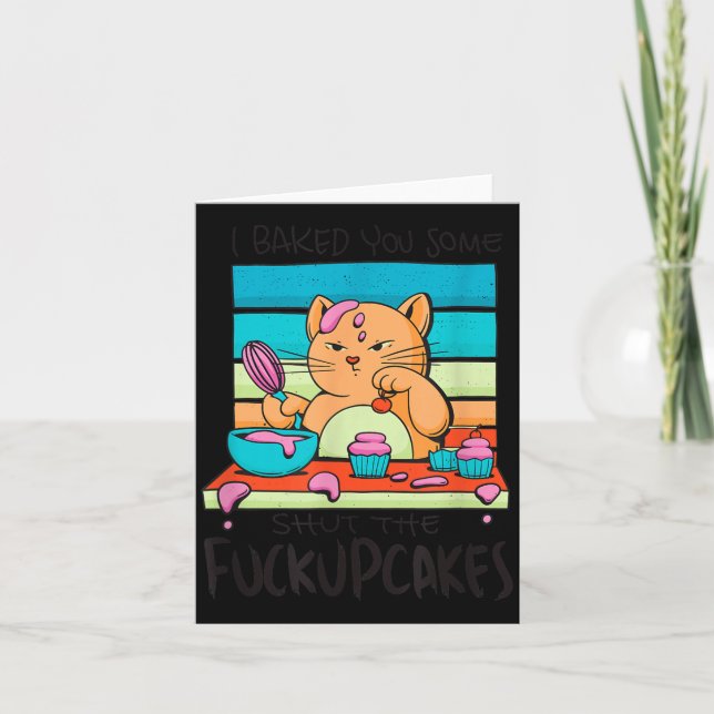 Rolig Cupcake Katt Bakning Cupcakes Sarksastisk Hu Kort (Framsida)