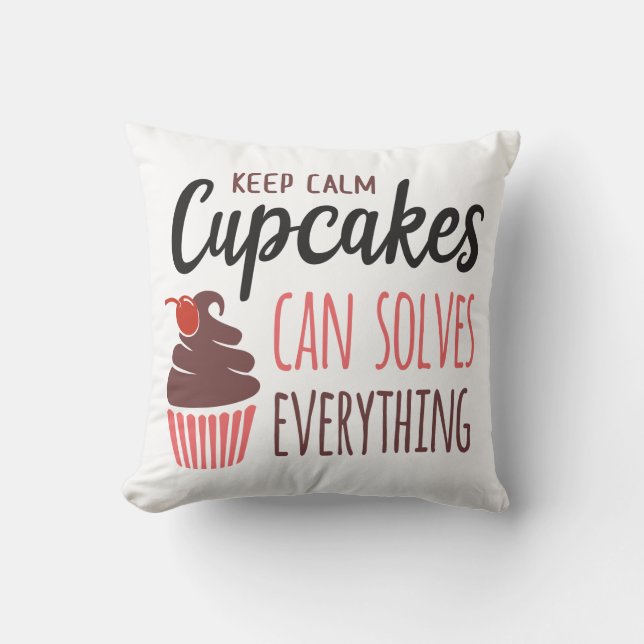 Rolig Cupcake Keep Calm Cupcakes Löser Allt Kudde (Framsida)