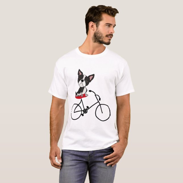 Rolig cykel för Boston terrierridning T Shirt (Hel framsida)
