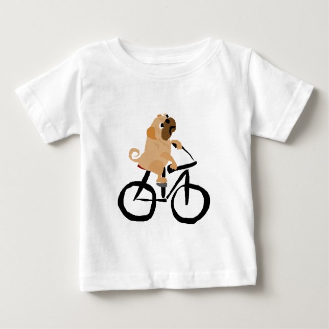 Rolig cykel för ridning för mopsvalphund t shirt (Framsida)