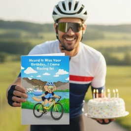 Rolig cykelhund födelsedag cykel tårta leverans kort