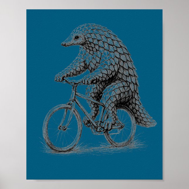 Rolig cykling pangolin på cykel djur cykel poster (Framsidan)