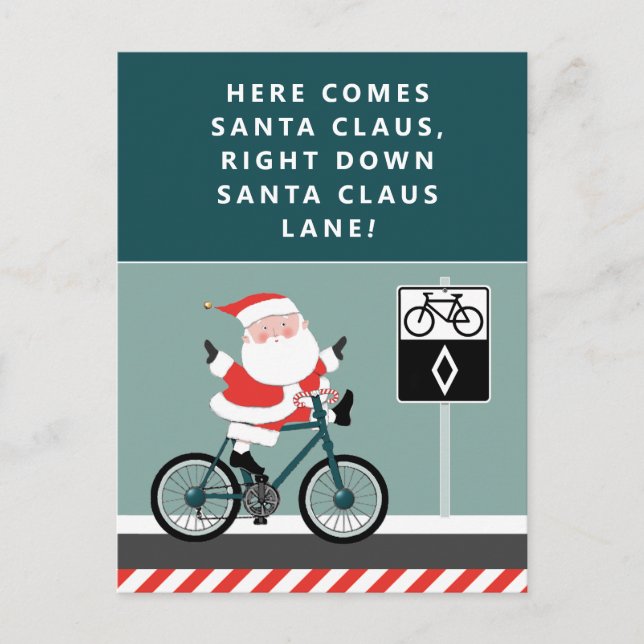Rolig cyklist cyklar julkort helg vykort (Framsida)