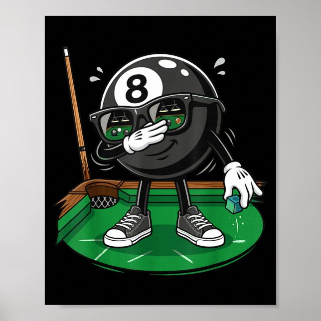 Rolig dabbig 8 boll pool spelare biljard lag  poster (Framsidan)