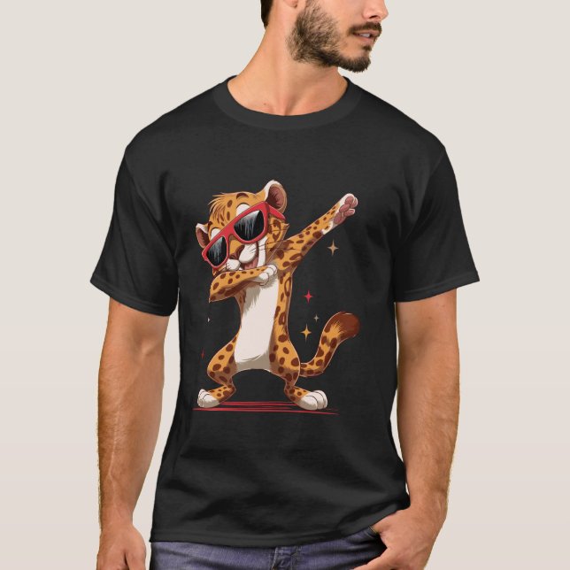 Rolig Dabbig Gepard Djungelkatt Dans Djur Prin T Shirt (Framsida)