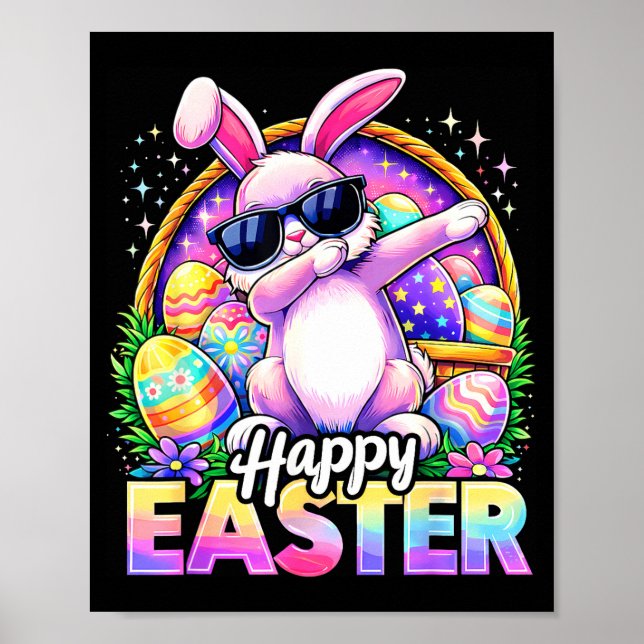 Rolig dabbig kanin glad påsk solglasögon män poster (Framsidan)