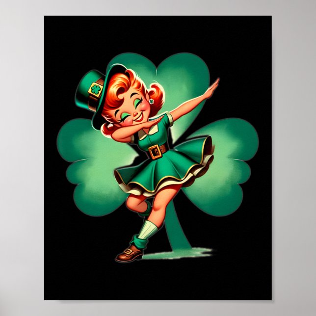 Rolig Dabbig Leprechaun Vintage St Patricks Day  Poster (Framsidan)