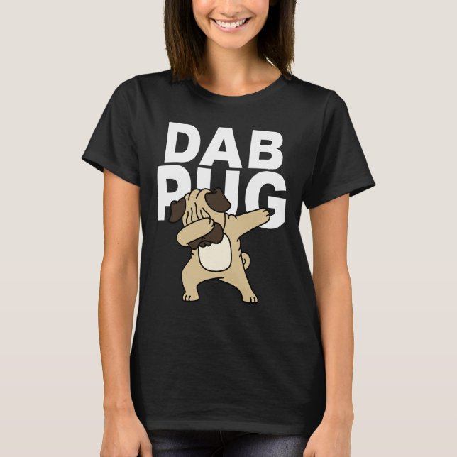 Rolig Dabbig Mops 1034 T Shirt (Framsida)