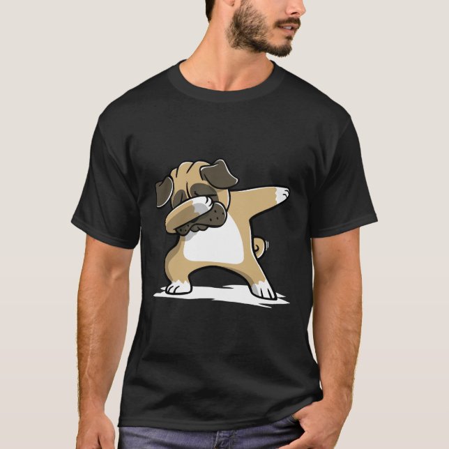 Rolig Dabbig Mops 358 T Shirt (Framsida)