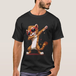 Rolig Dabbing Gepard Djungelkatt Dans Djur Prin T Shirt