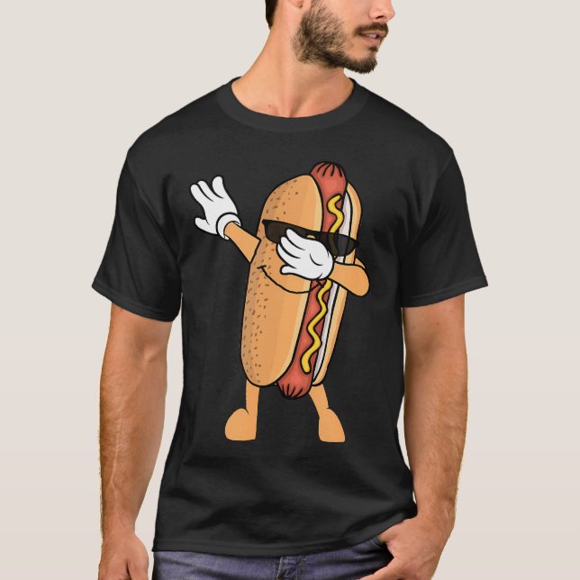 Rolig Dabbing Hotdog T Shirt (Framsida)