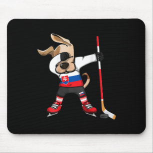 Rolig Dabbing Hund Slovakien Ishockeyfans Tröja Musmatta