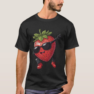 Rolig Dabbing Jordgubbe för Barn Söt Frukt Älskare T Shirt