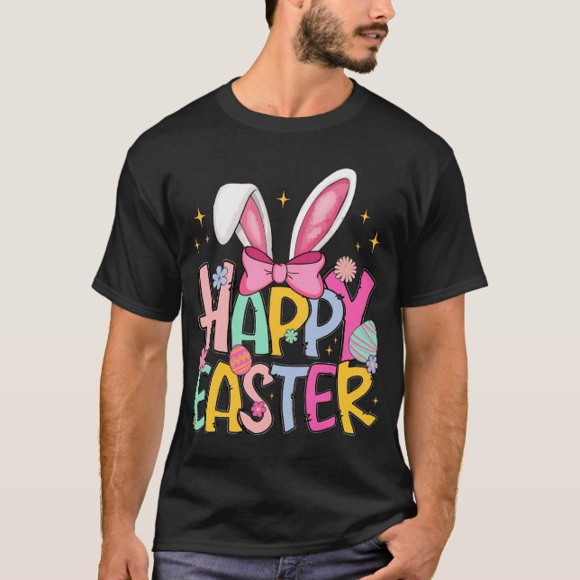 Rolig Dabbing Kanin Påsk Glad Påsk  T Shirt (Framsida)