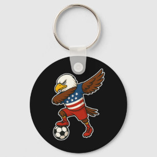 Rolig Dabbing Ld Eagle Usa Fotboll - Usa Flagga Fo Nyckelring