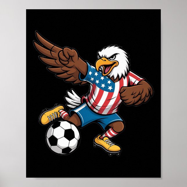 Rolig Dabbing Ld Eagle Usa Fotboll - Usa Flagga Fo Poster (Framsidan)
