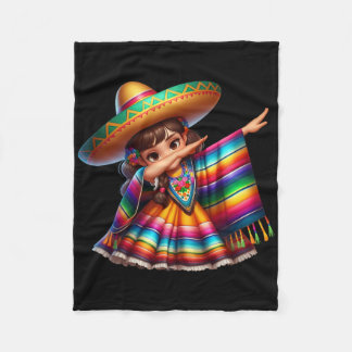 Rolig Dabbing Mexikansk Poncho Sombrero Cinco De M Fleecefilt