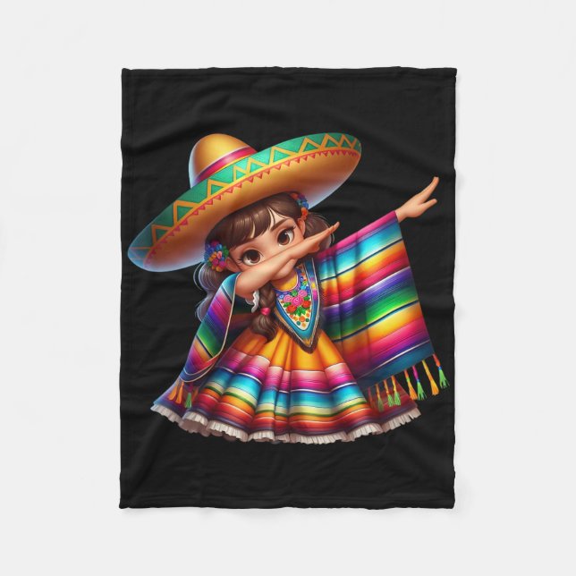 Rolig Dabbing Mexikansk Poncho Sombrero Cinco De M Fleecefilt (Framsidan)