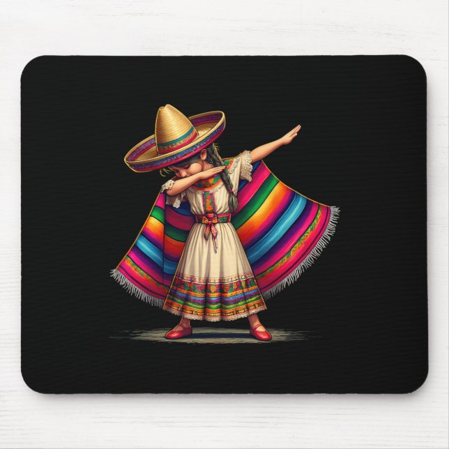 Rolig Dabbing Mexikansk Poncho Sombrero Cinco De M Musmatta (Framsidan)