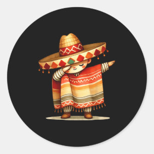 Rolig dabbing mexikansk poncho sombrero cinco de m runt klistermärke