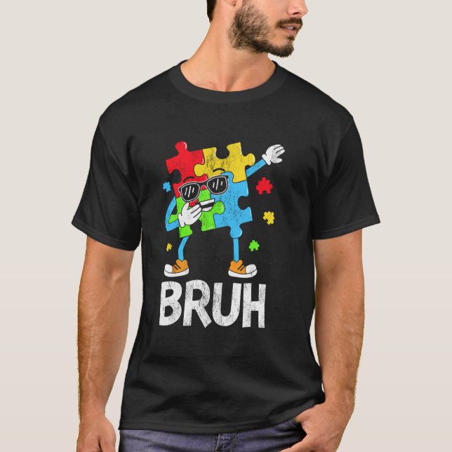 Rolig Dabbing Pusselbit Autism Acceptans D T Shirt (Framsida)