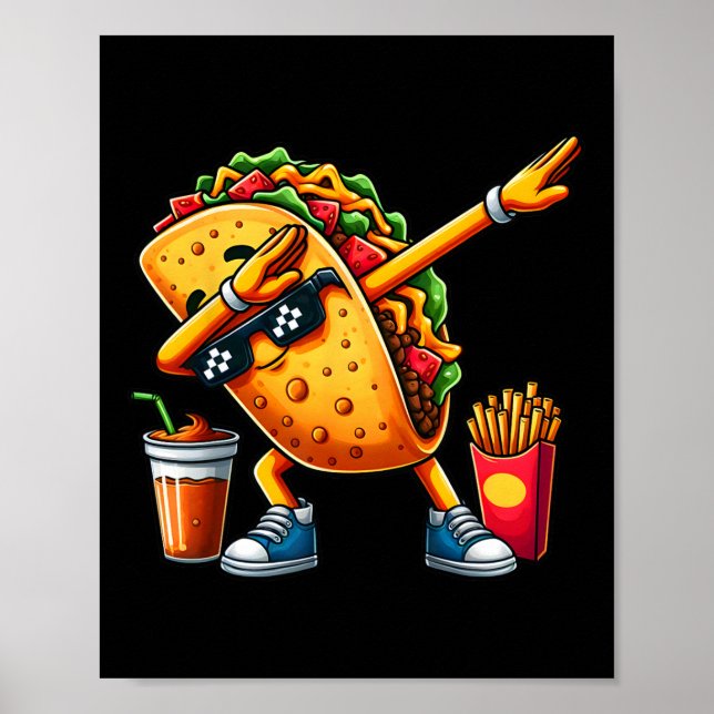 Rolig Dabbing Taco Cinco De Mayo Pojkar Män Mexika Poster (Framsidan)