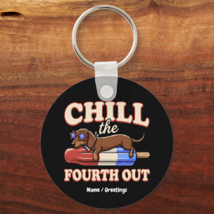 Rolig Dachshund 4:e Juli Chill Den Fjärde Ut Nyckelring