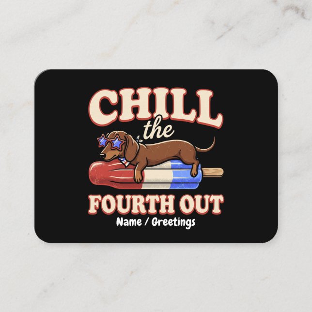 Rolig Dachshund 4:e Juli Chill Den Fjärde Ut  Visitkort (Framsida)
