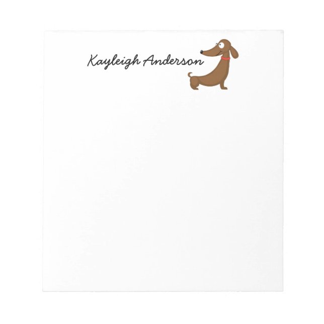 Rolig Dachshund 5,5" x 6" Notisblock - 40 sidor Anteckningsblock (Framsida)