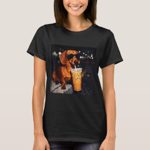 Rolig dachshund dricker iskaffe älskare humor t shirt
