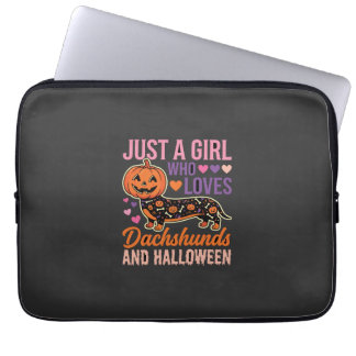 Rolig Dachshund Halloween Pumpa Hundälskare Laptop Fodral