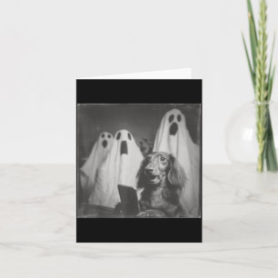 Rolig Dachshund Hemskt Selfie Halloween Kuslig Kort