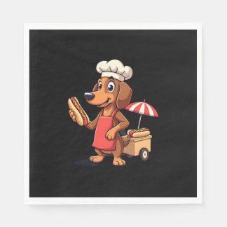 Rolig Dachshund Hund Weenie Korv Hotdog Smörgås Pappersservett