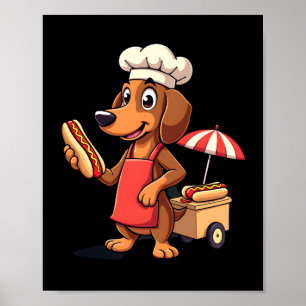 Rolig Dachshund Hund Weenie Korv Hotdog Smörgås Poster