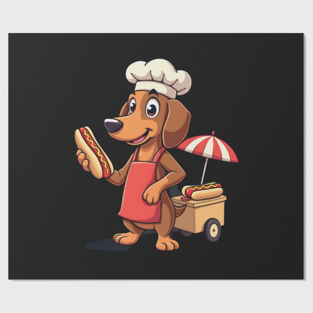 Rolig Dachshund Hund Weenie Korv Hotdog Smörgås Presentpapper (Platt)