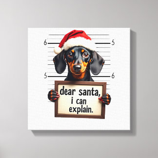 Rolig Dachshund Jul Kära Tomte Jag Kan Förklara Canvastryck