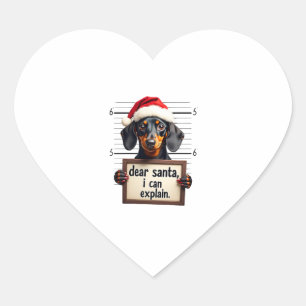 Rolig Dachshund Jul Kära Tomte Jag Kan Förklara Hjärtformat Klistermärke
