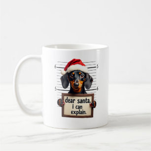 Rolig Dachshund Jul Kära Tomte Jag Kan Förklara Kaffemugg
