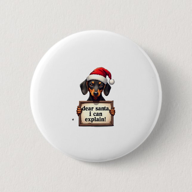 Rolig Dachshund Jul Kära Tomte Jag Kan Förklara Knapp (Framsida)