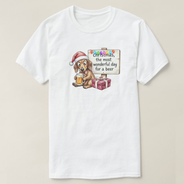Rolig Dachshund Jul T Shirt (Design framsida)