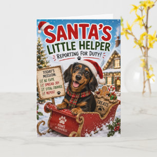 Rolig Dachshund Juldesign – Santas Lilla Kort
