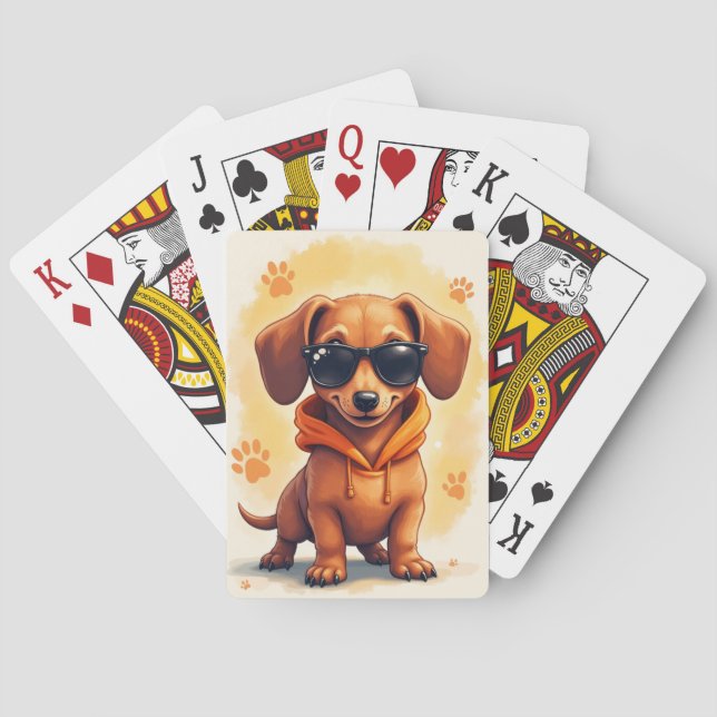 Rolig Dachshund Kawaii Hund Casinokort (Baksidan)
