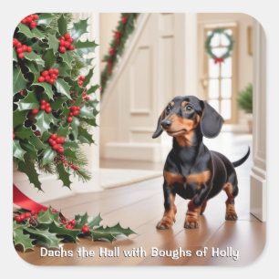 Rolig Dachshund Korvhund Jul Fyrkantigt Klistermärke