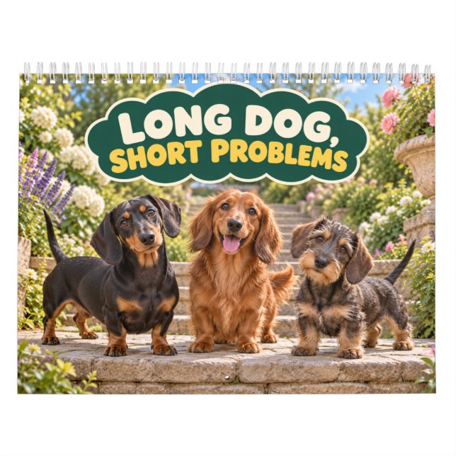 Rolig Dachshund Lång Hund Korta Problem Kalender (Omslag)