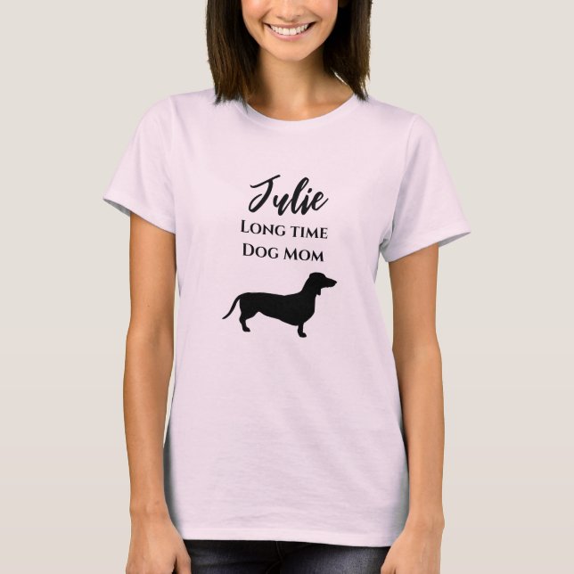 Rolig Dachshund Långvarig Hundmamma T-Shirt (Framsida)