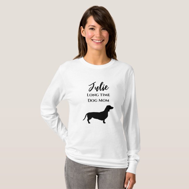 Rolig Dachshund Långvarig Hundmamma T-Shirt (Hel framsida)